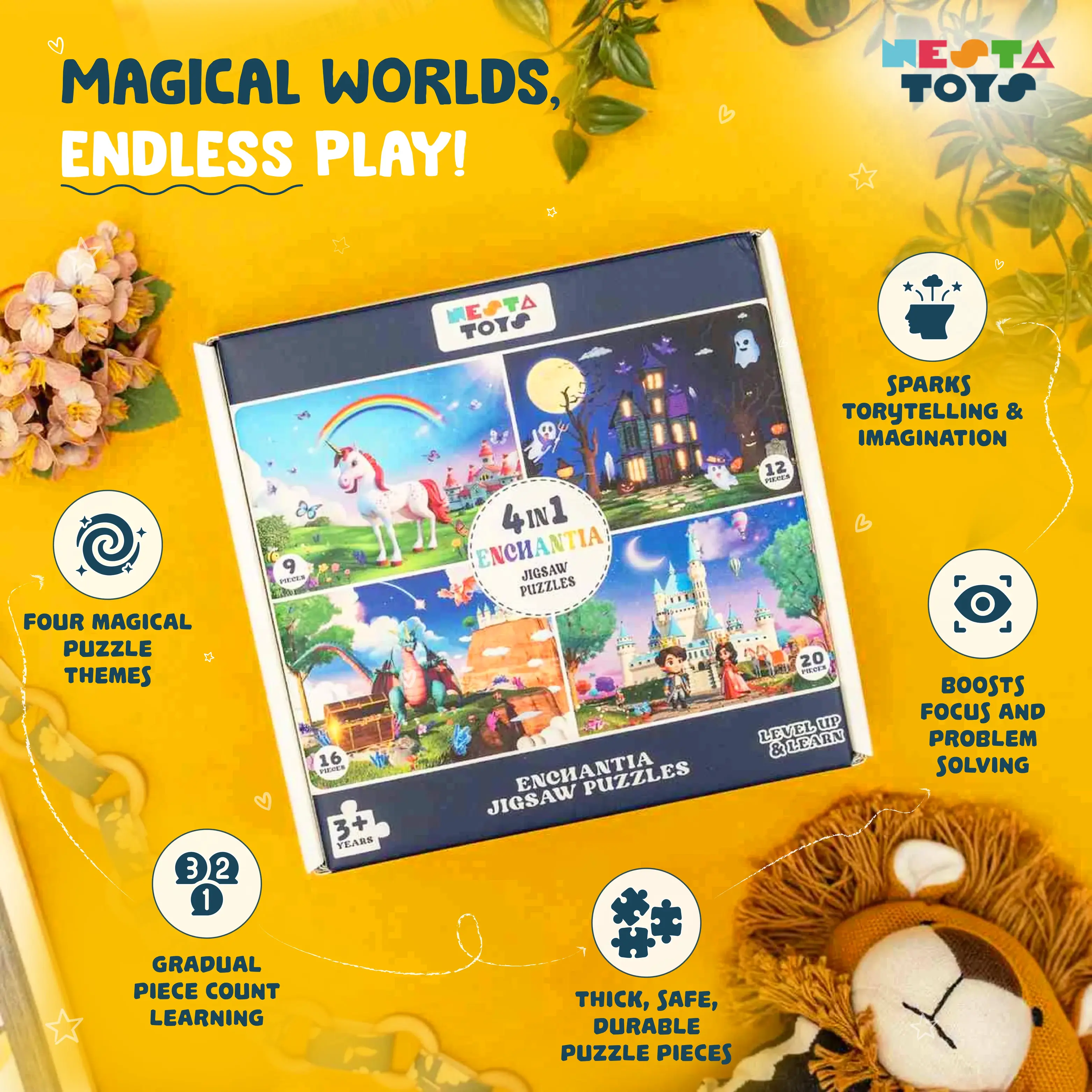 Enchantia - 4 in 1 Level Up & Learn Jigsaw Puzzle (9 Pcs - 20 Pcs) - Image 2